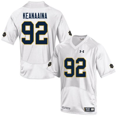 Notre Dame Fighting Irish Men's Aidan Keanaaina #92 White Under Armour Authentic Stitched College NCAA Football Jersey QNT8499FN